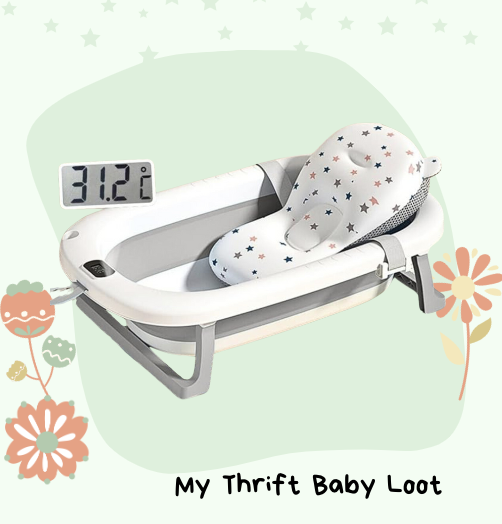 NEW Little Olive foldable baby bath tub (White & Green)